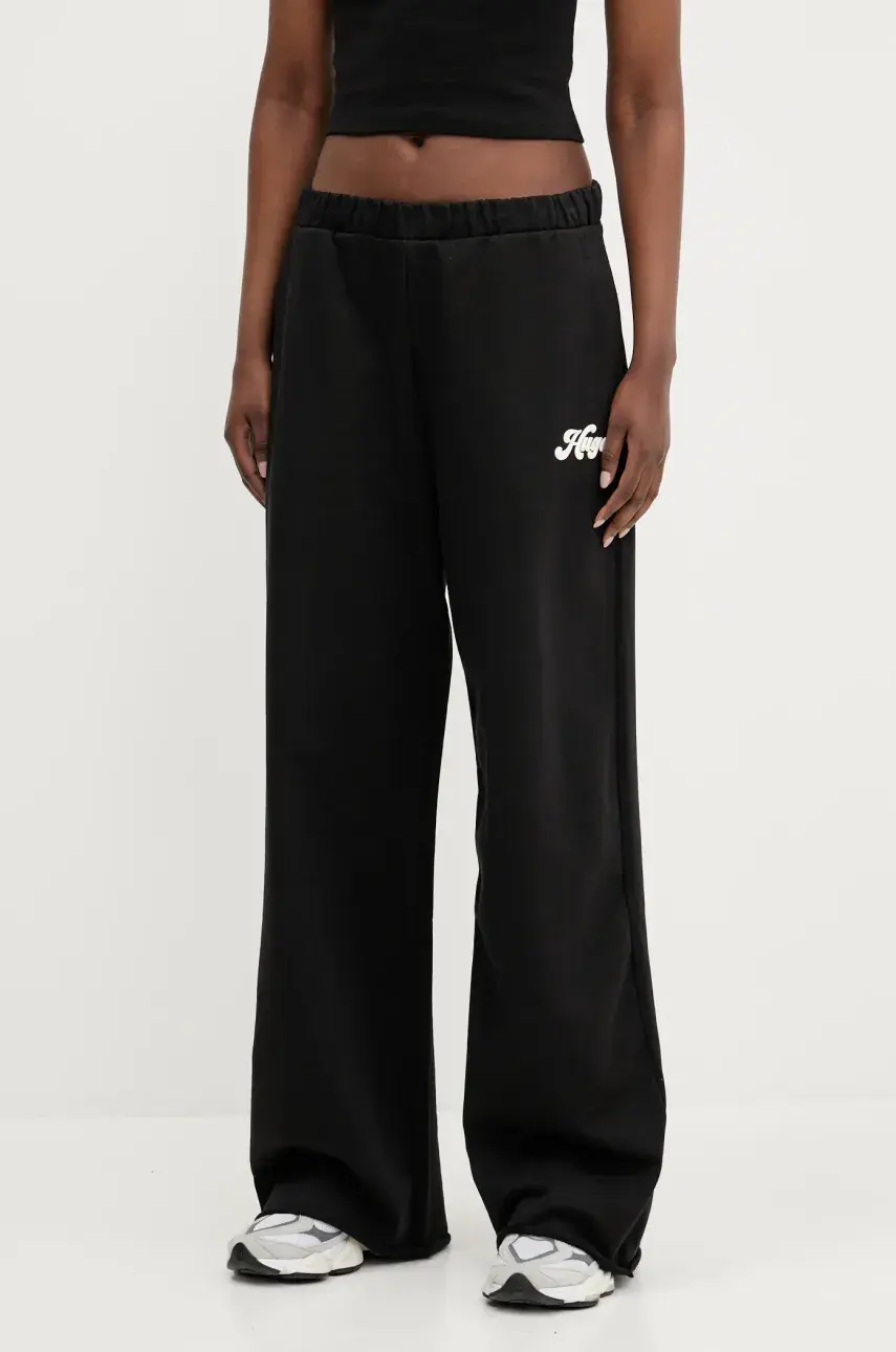 Tepláky HUGO čierna farba, s nášivkou, 50541179