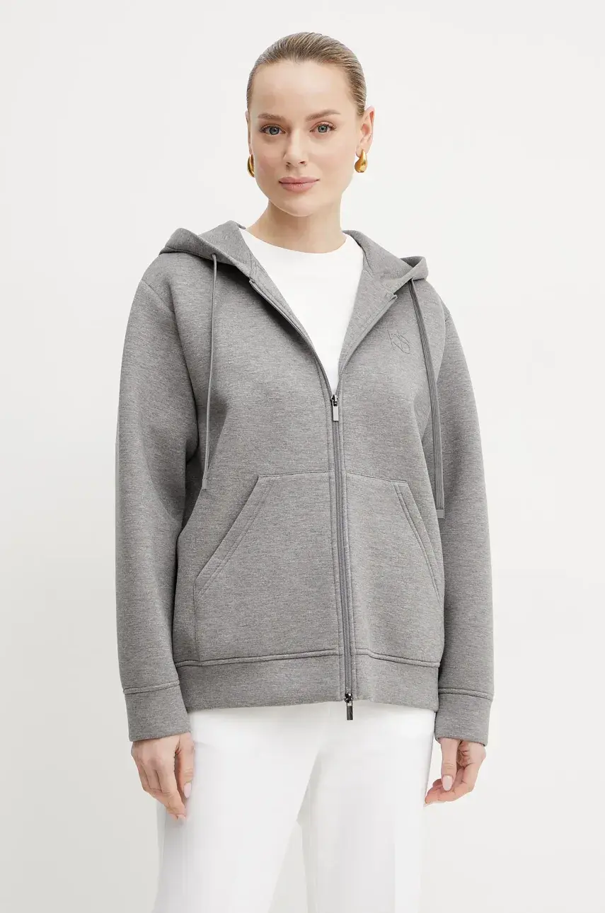 Mikina Weekend Max Mara dámska, šedá farba, s kapucňou, melanžová, 2515911021600