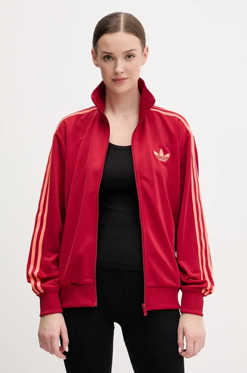 Mikina adidas Originals Firebird dámska, červená farba, s nášivkou, JP2295