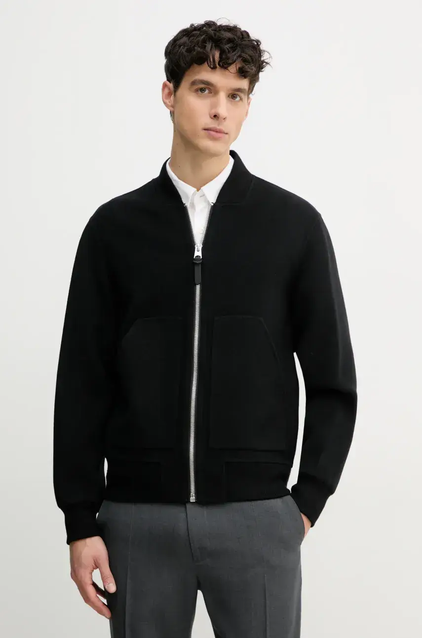 Vlnená bunda bomber MACKAGE čierna farba, prechodná, EMILIO.W