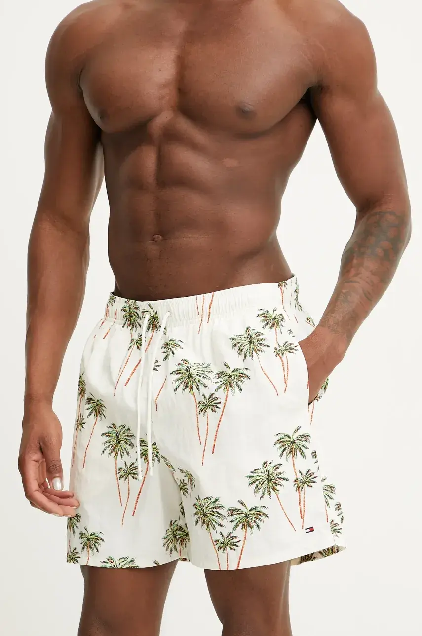 Plavkové šortky Tommy Hilfiger béžová farba, UM0UM03491