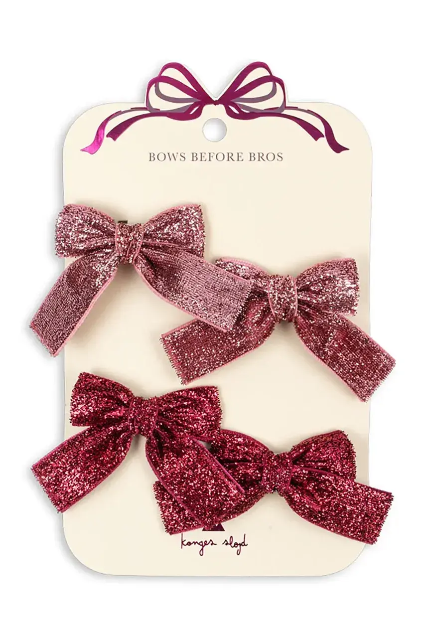 Detské sponky Konges Sløjd 4 PACK GLITTER BOW HAIR CLIPS 4-pak KS102927