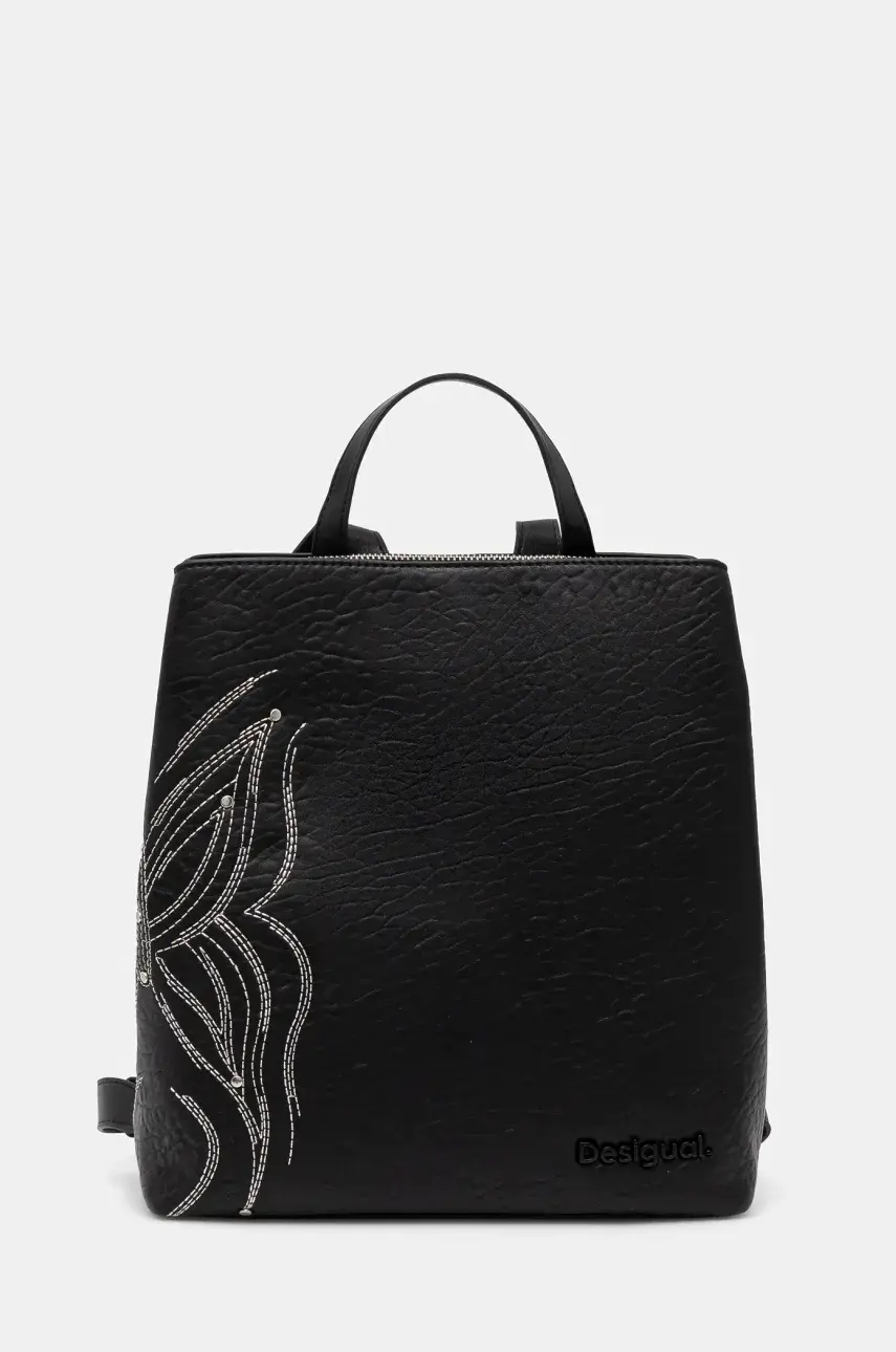 Ruksak Desigual GOODALL SUMY MINI dámsky, čierna farba, malý, s nášivkou, 25SAKP08