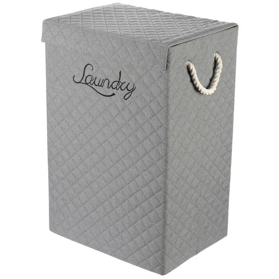 Autronic Textilný kôš s držadlami a vekom, béžový