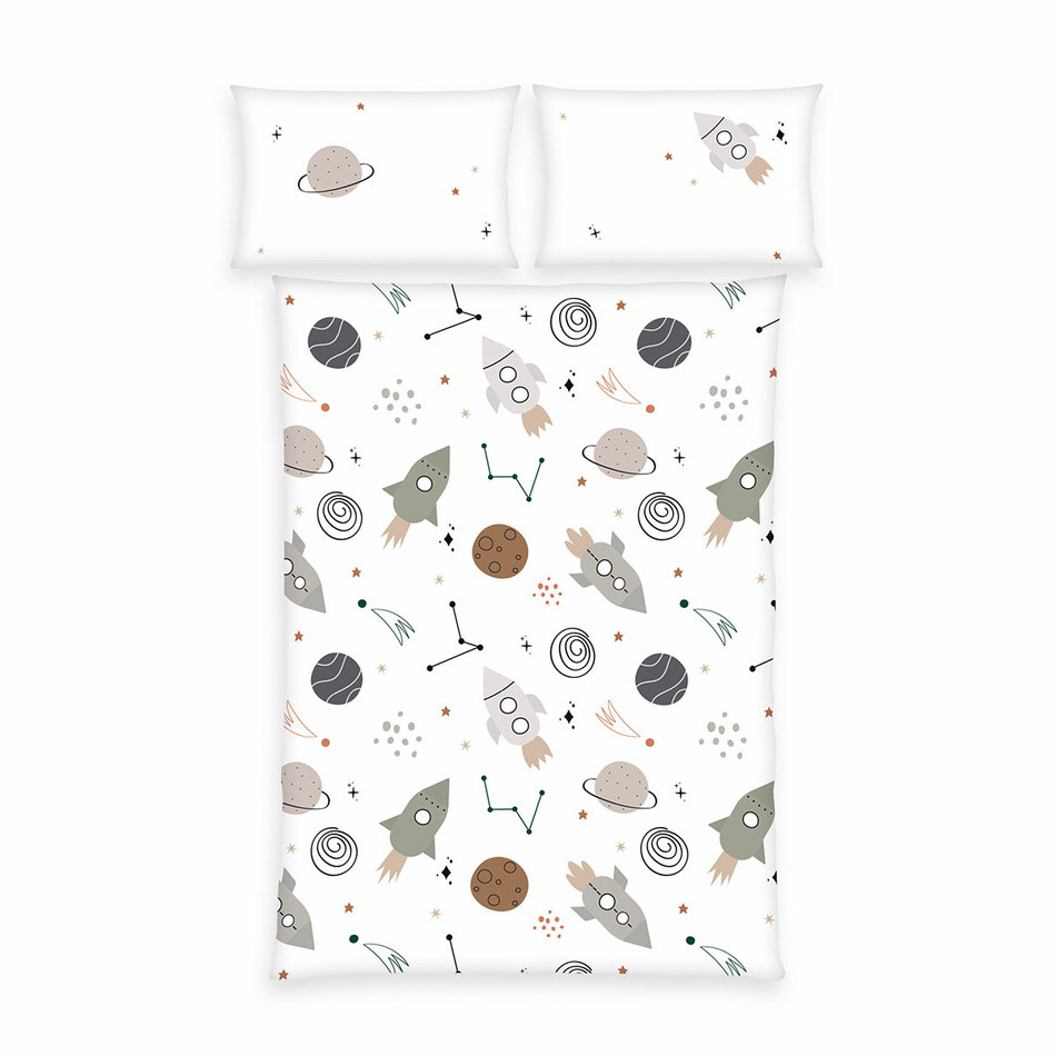 Herding Detské flanelové obliečky do postieľky Vesmír, 100 x 135 cm, 40 x 60 cm