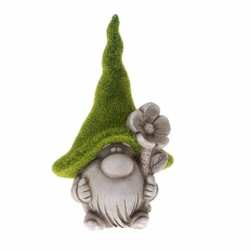 Keramická dekorácia škriatok Machový čepiec, 19 x 12,5 x 31 cm