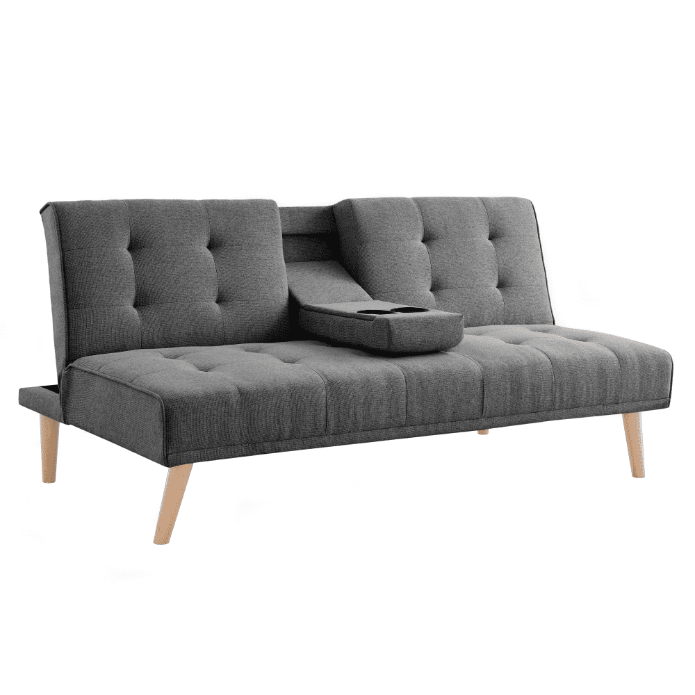 Rozkladacia pohovka, tmavosivá/buk, BABET