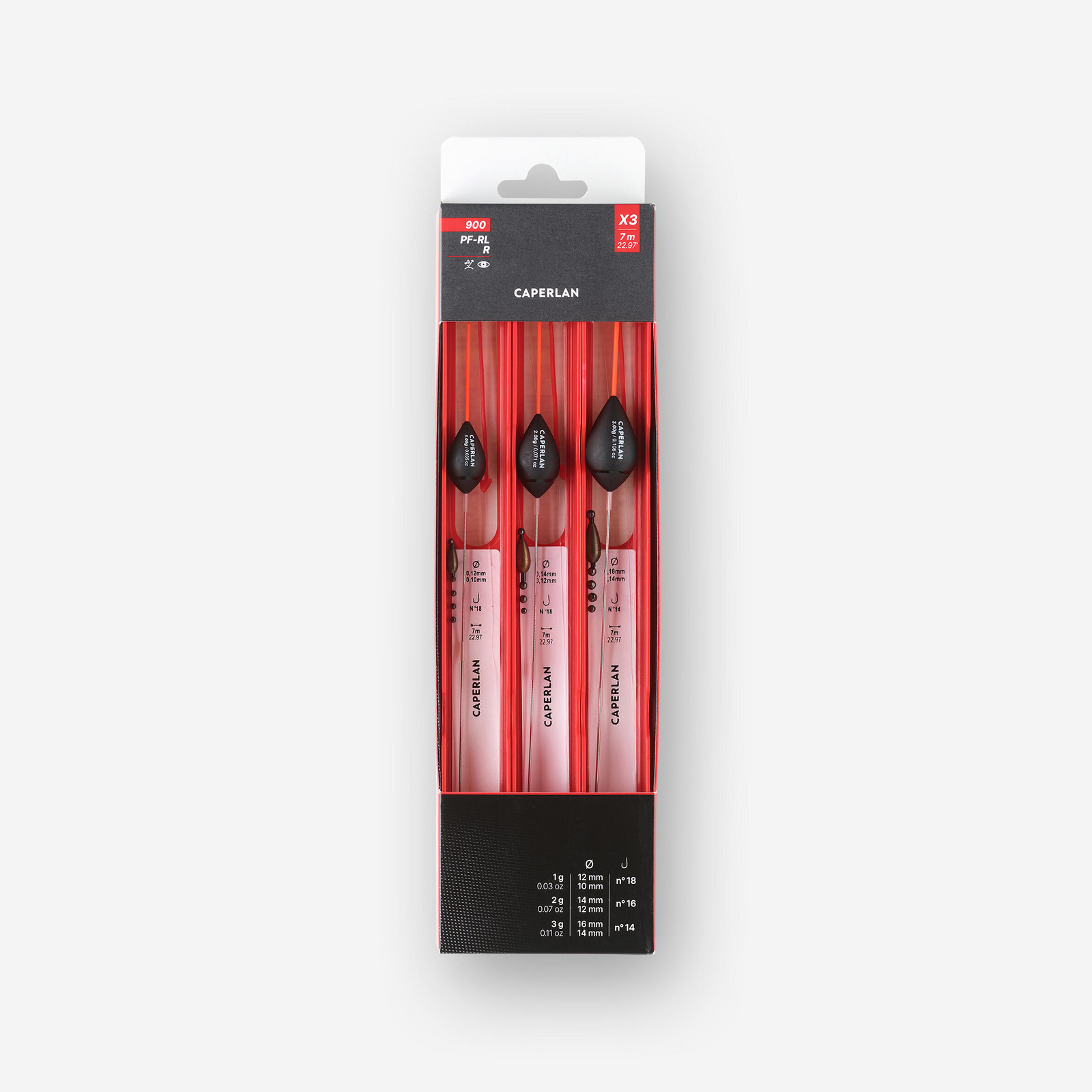 Súprava 3 montáží na lov na plávanú na kanáli PF-RL900 C 0,4g 0,6g 0,8g
