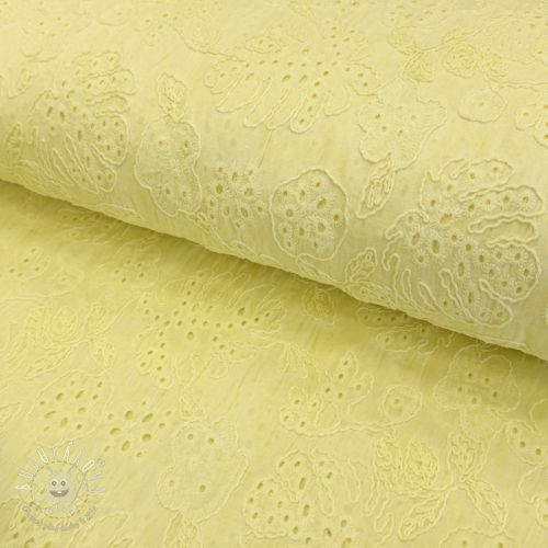 Bavlnená látka VOILE EMBROIDERY Vintage yellow