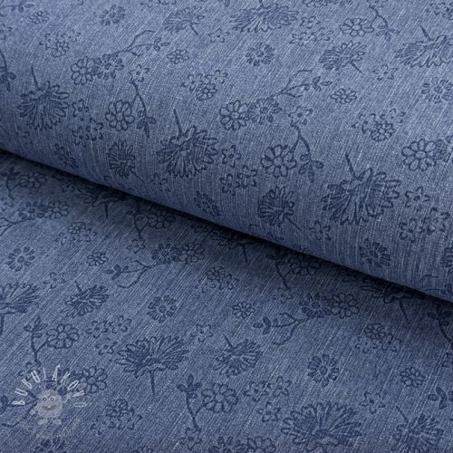 JEANS 9,5 OZ Embossed Flowers blue