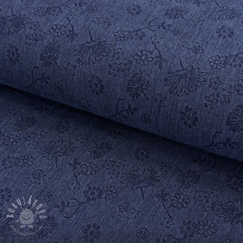 JEANS 9,5 OZ Embossed Flowers dark blue