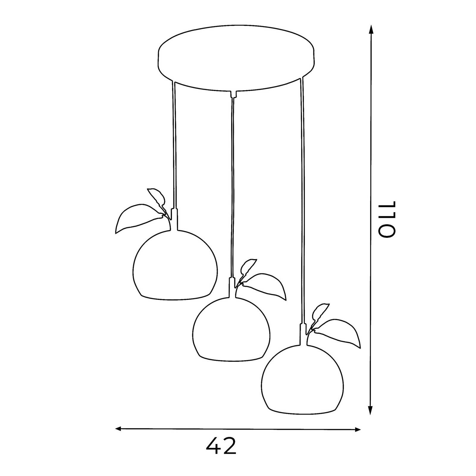 Závesné svietidlo Apple mix, 3 svetlá, okrúhle, farebné, oceľ