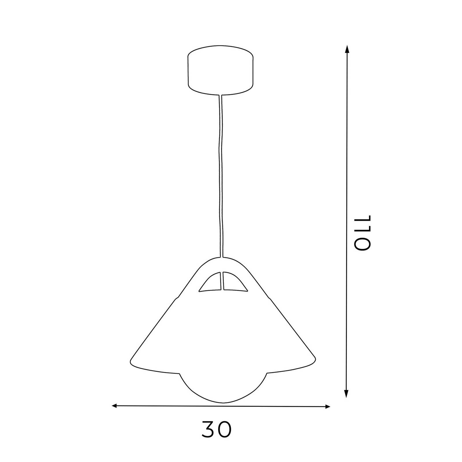 Závesná lampa Funda, hnedá/biela, Ø 30 cm, oceľ/drevo/sklo