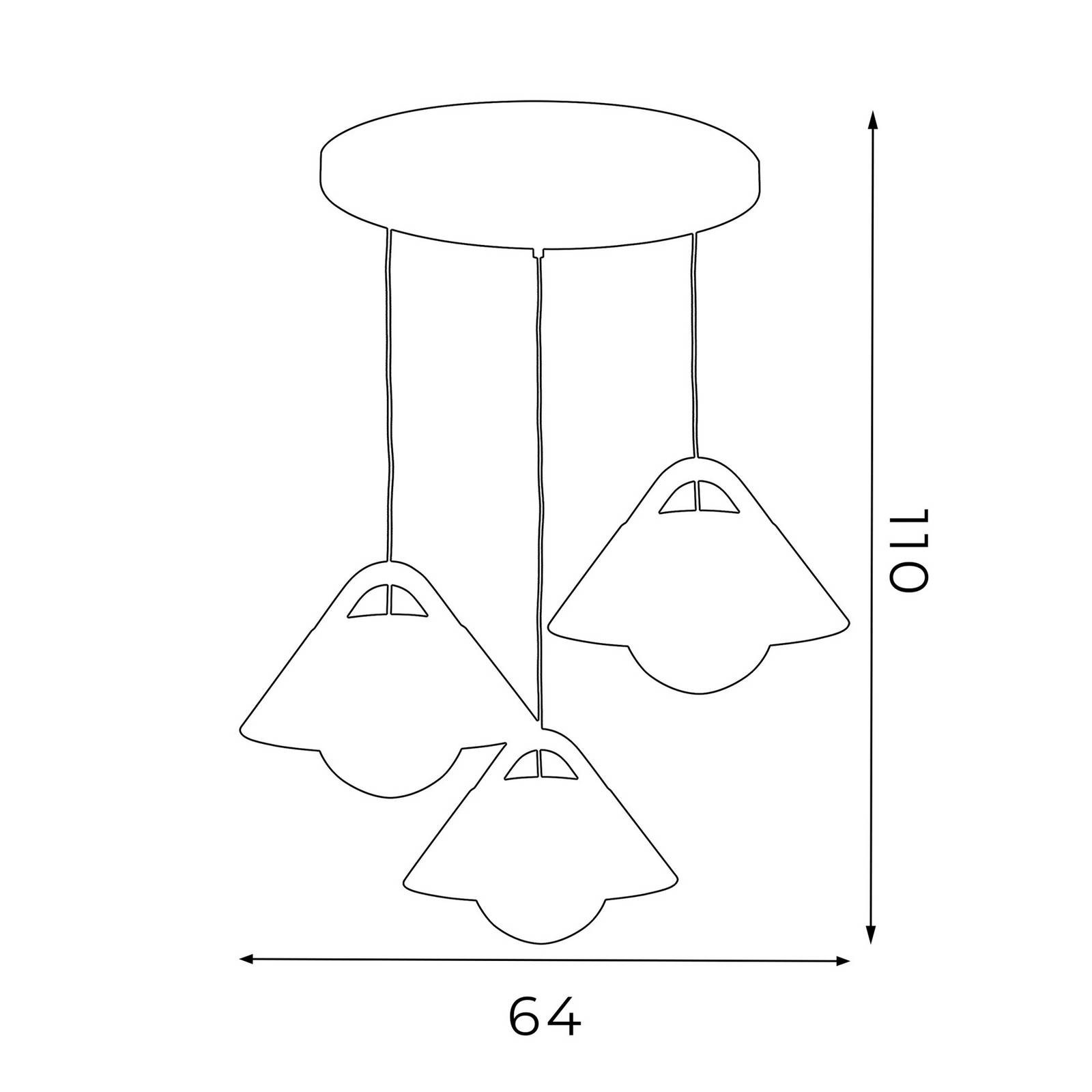 Závesná lampa Funda, hnedá/biela, Ø 64 cm, oceľ/drevo, 3 svetlá.