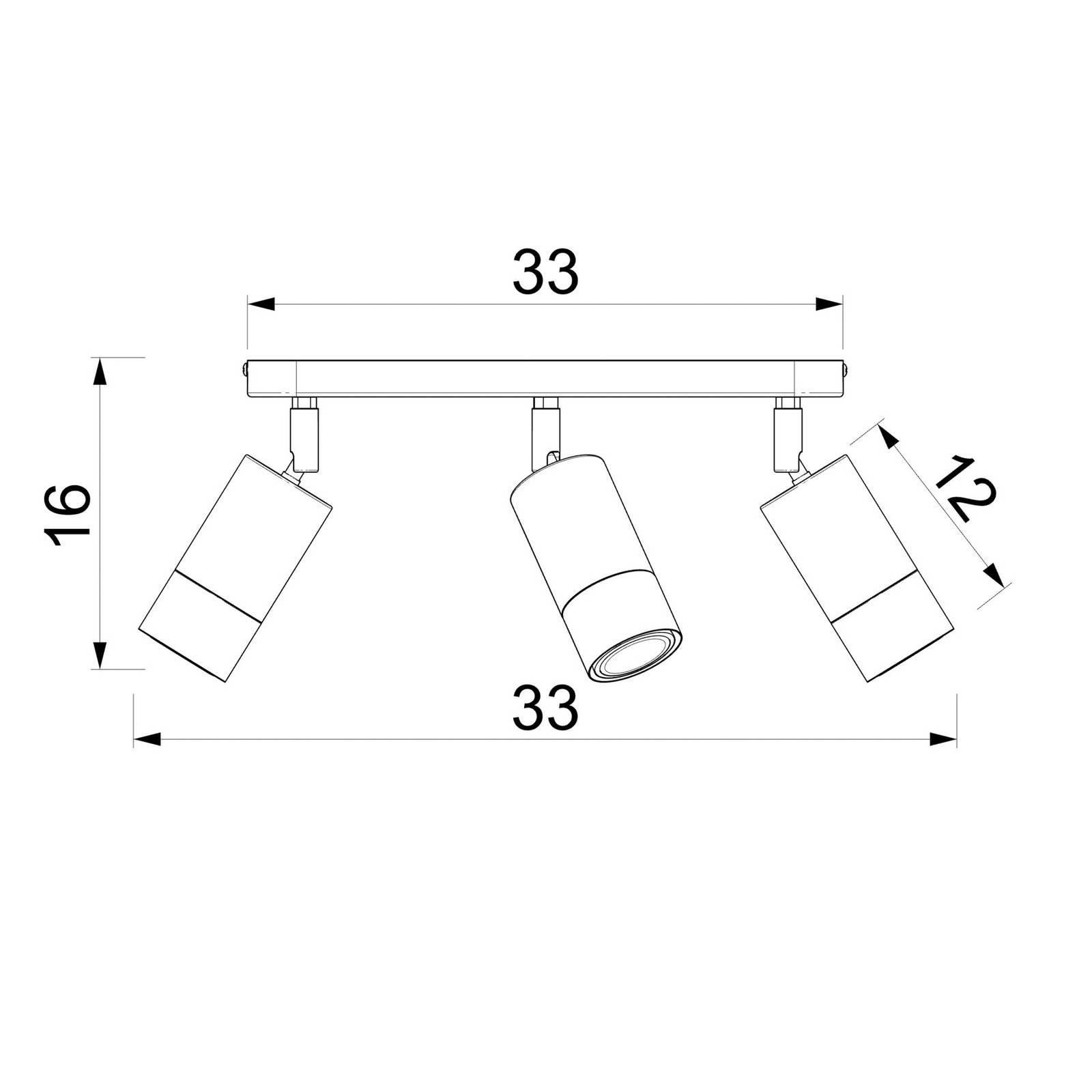 Stropné svietidlo Link, titánovo-zlatá farba, dĺžka 33 cm, 3 svetlá.