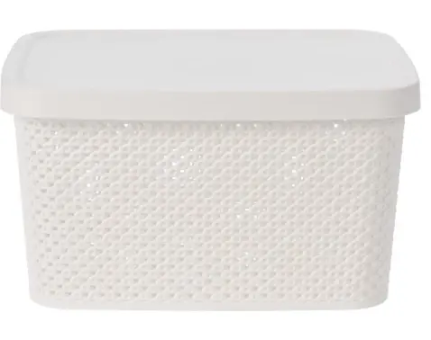 Úložný box s vekom Diamond 7 l, čierny/biely%