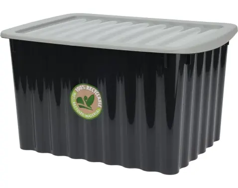 Úložný box s vekom 40x23 cm, čierny, recyklovaný plast%