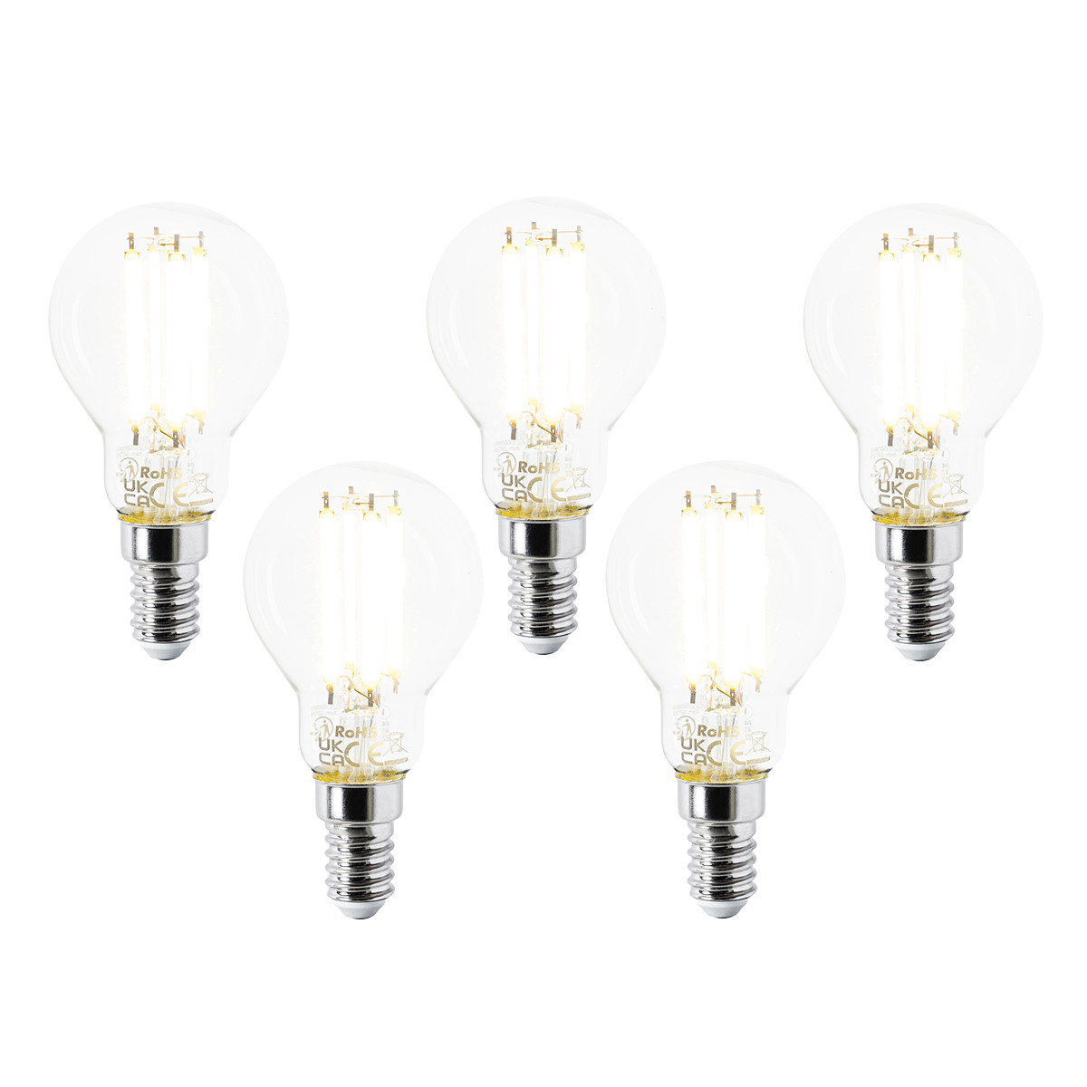 Sada 5 LED žiaroviek E14 P45 číre 2,2 W 470 lm 2700 K