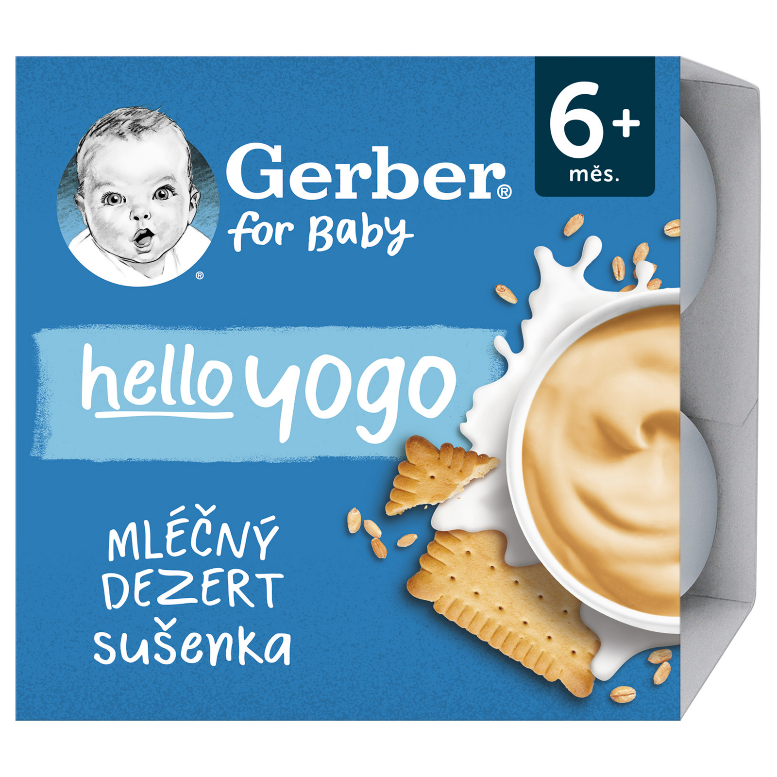 GERBER Hello yogo mliečny dezert s príchuťou sušienky 4 x 100 g