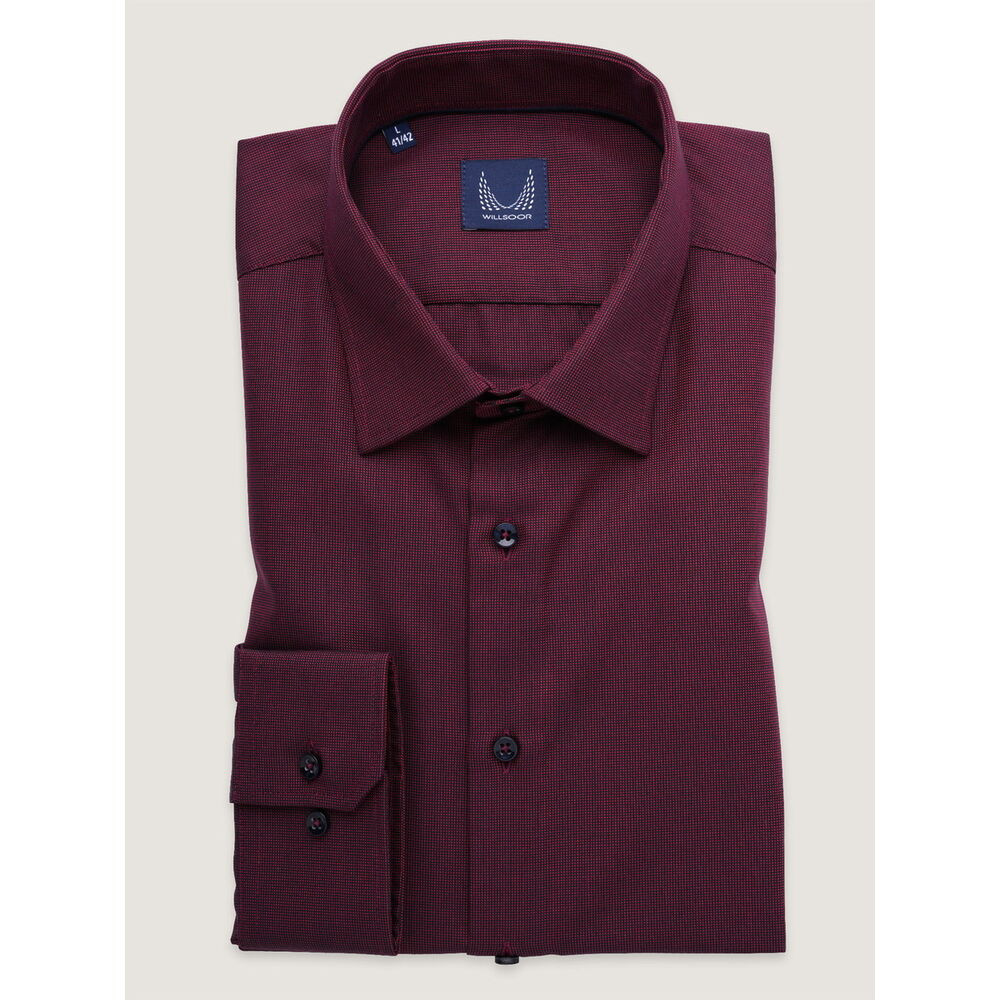 Pánska košeľa slim fit bordová s drobným vzorom 17980