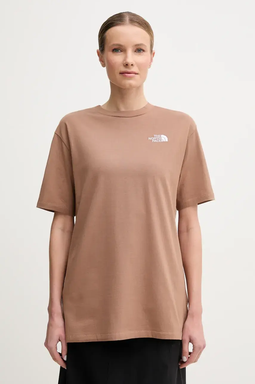 Bavlnené tričko The North Face Essential dámske, hnedá farba, NF0A87NQ6IH1