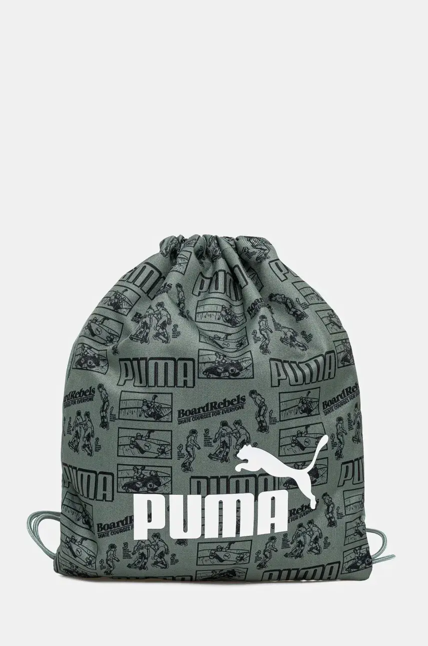Detský ruksak Puma PHASE AOP Small Gym Sack zelená farba, vzorovaný, 091325