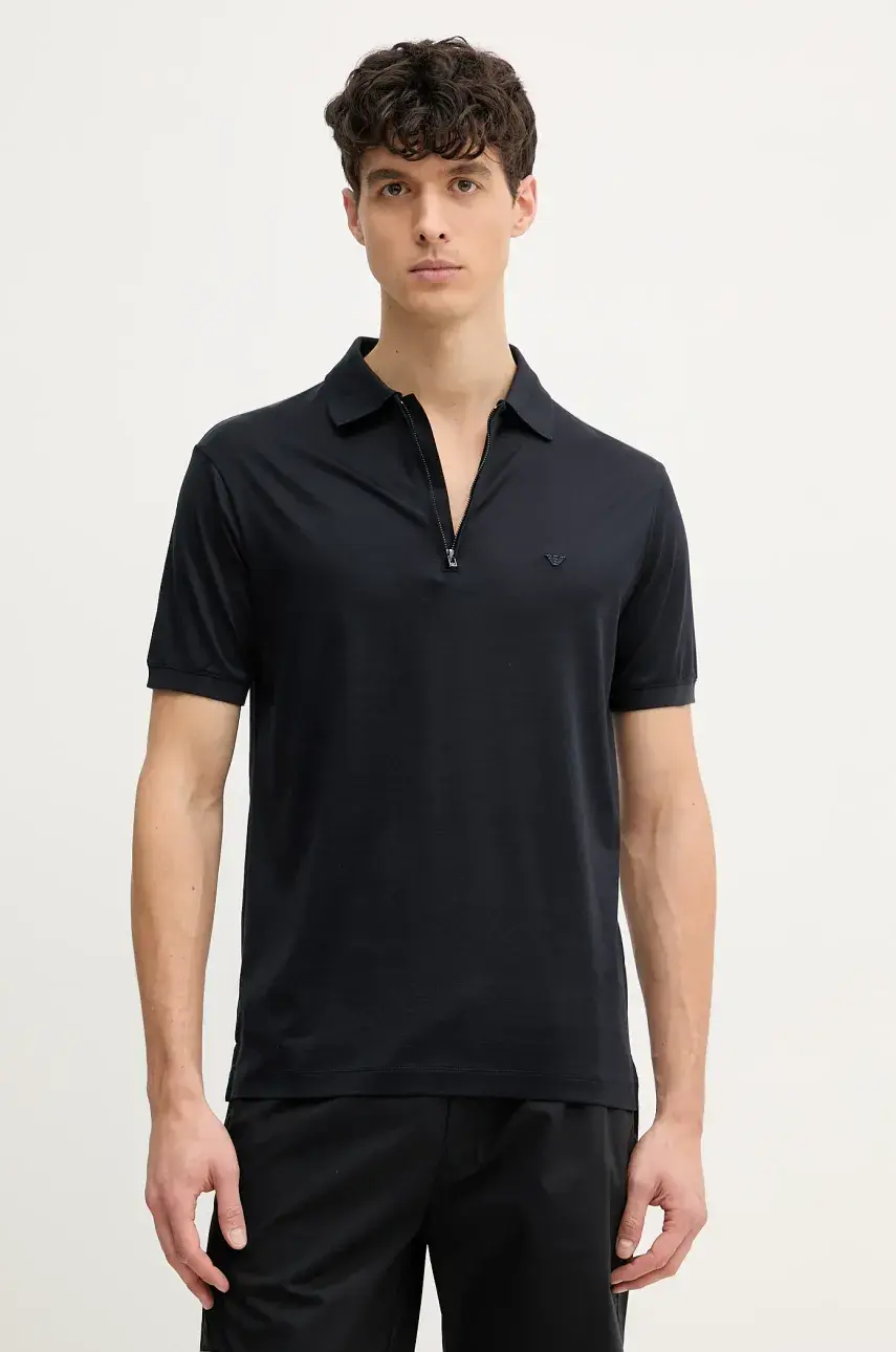 Polo tričko Emporio Armani pánske, tmavomodrá farba, jednofarebné, EM001082 AF10017