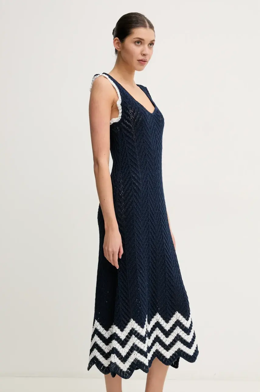 Šaty Pepe Jeans OLLIE DRESS tmavomodrá farba, maxi, áčkový strih, PL953717