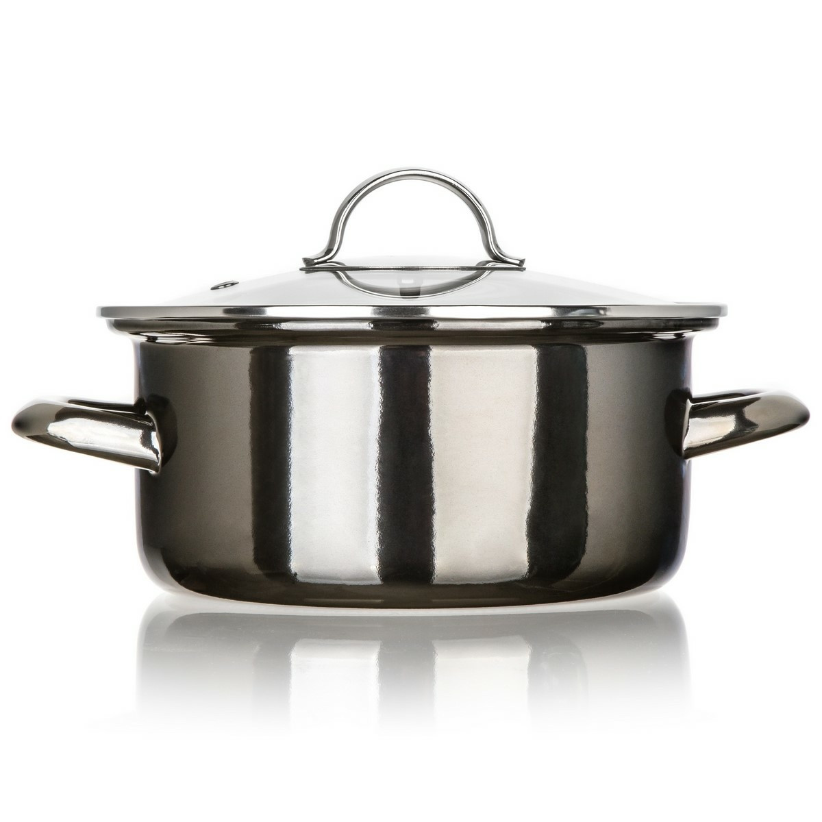 Banquet Smaltovaný hrniec METALLIC Black 20 cm, 2l, s pokrievkou, 20 cm