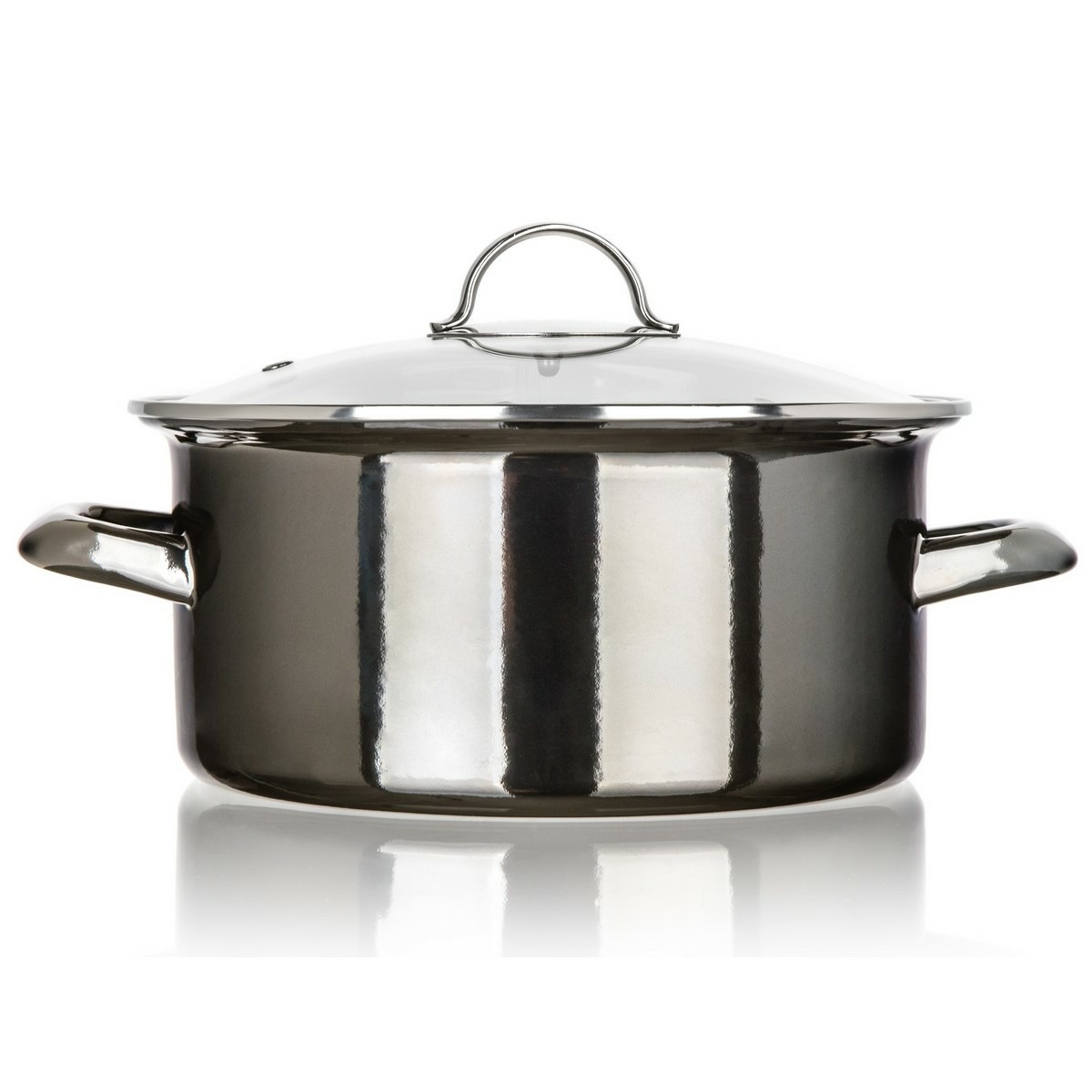 Banquet Smaltovaný hrniec METALLIC Black 22 cm,3,7 5 l, s pokrievkou, 22 cm