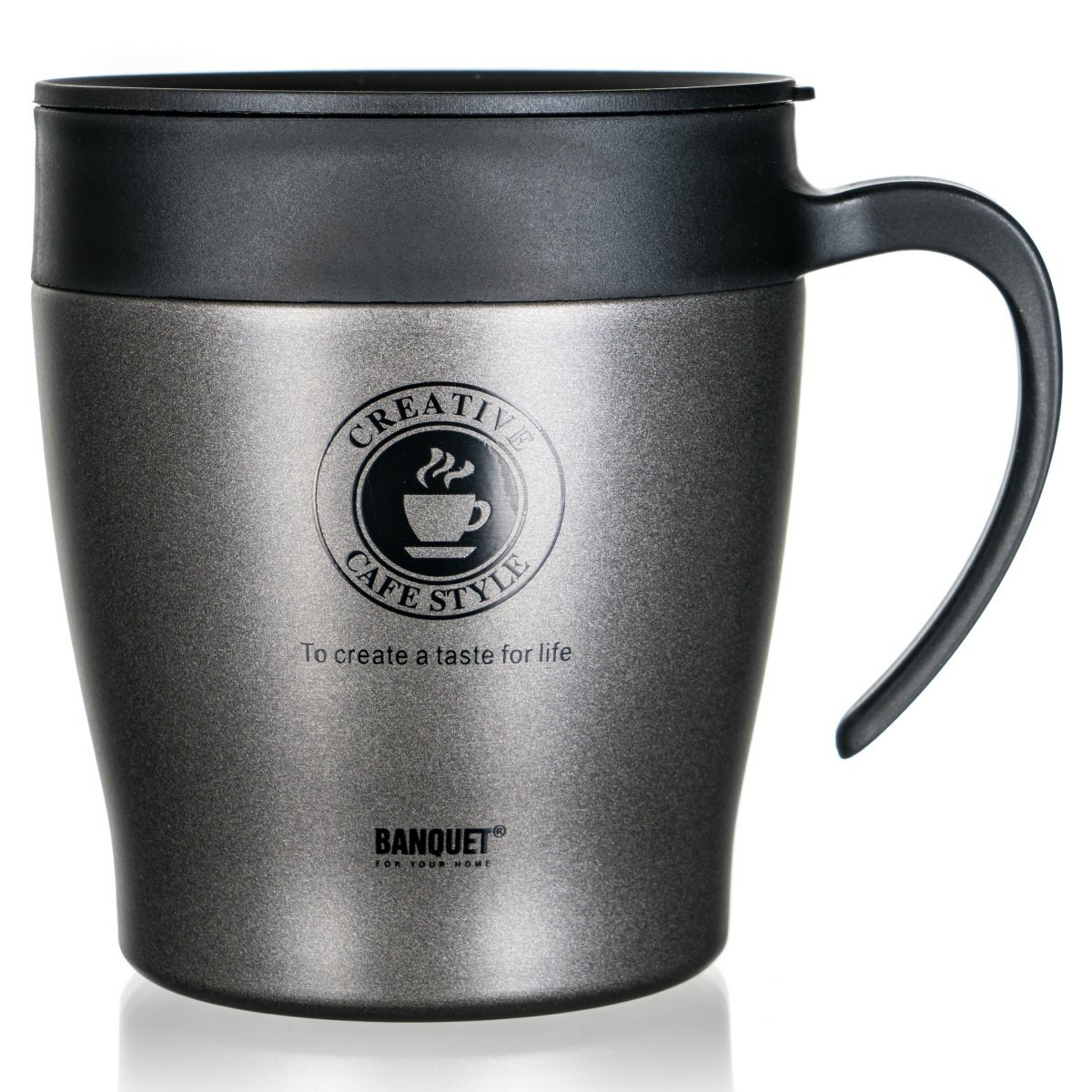 Banquet Cestovný termohrnček TAZZA 330 ml,antracitová farba