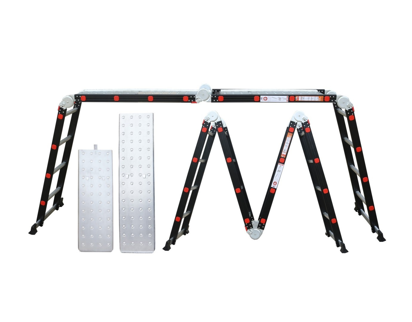 TEXIM BLACK PREMIUM NVLG-44 - multifunkčný hliníkový rebrík  4x 4 - 473 cm + kolieska + plošina