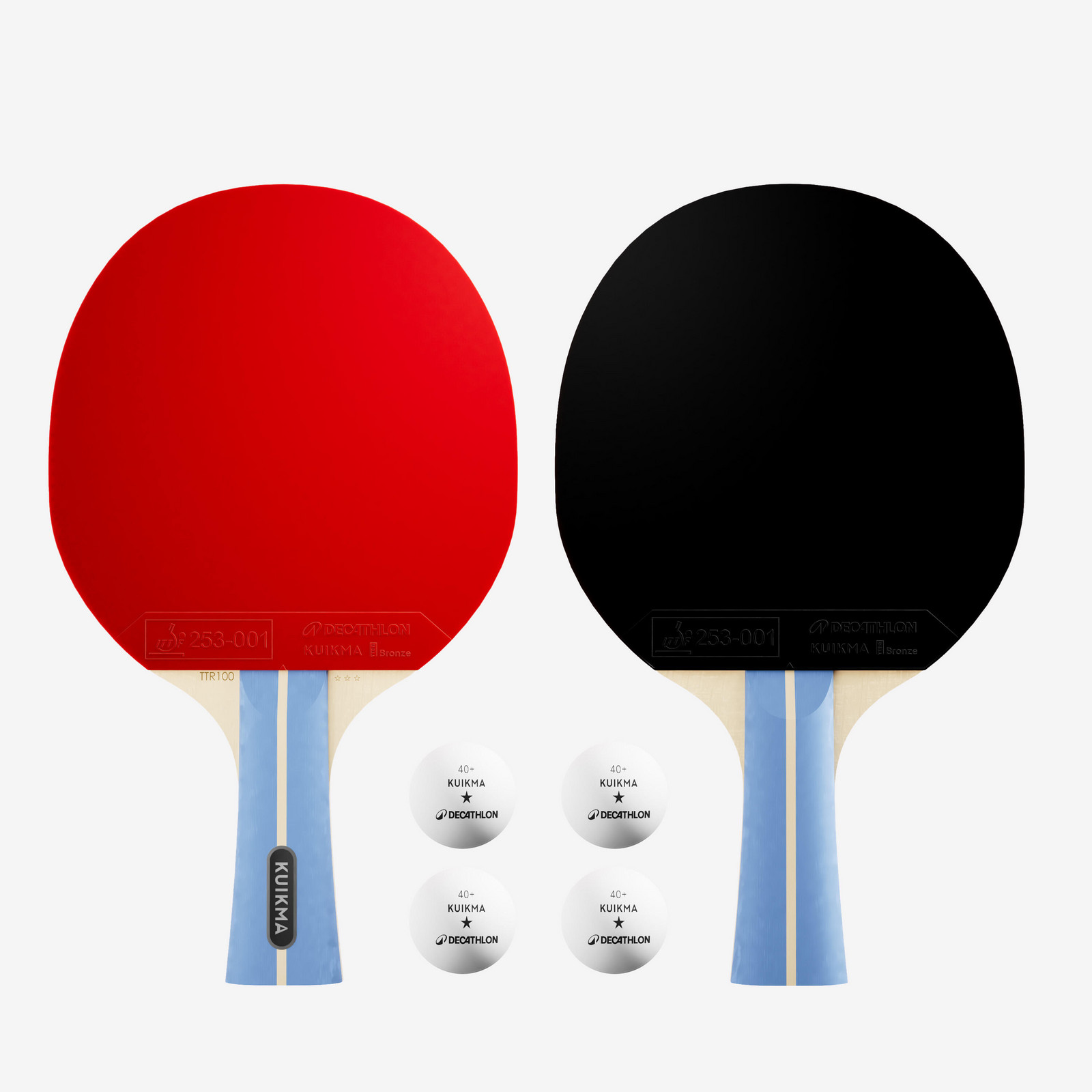 Súprava 2 stolnotenisových rakiet a loptičiek 100 ITTF 3* pre školy