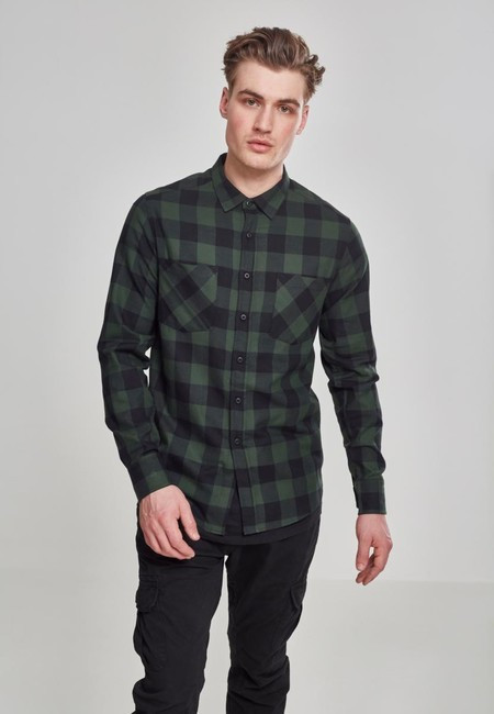 Urban Classics Checked Flanell Shirt blk/forest - S