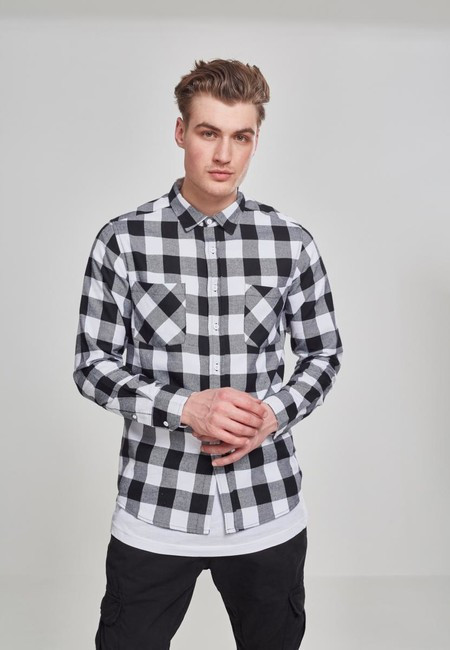 Urban Classics Checked Flanell Shirt blk/wht - XS