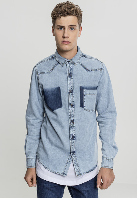 Urban Classics Denim Pocket Shirt freshblue wash - S