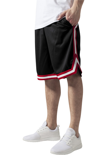 Urban Classics Stripes Mesh Shorts blkredwht - S