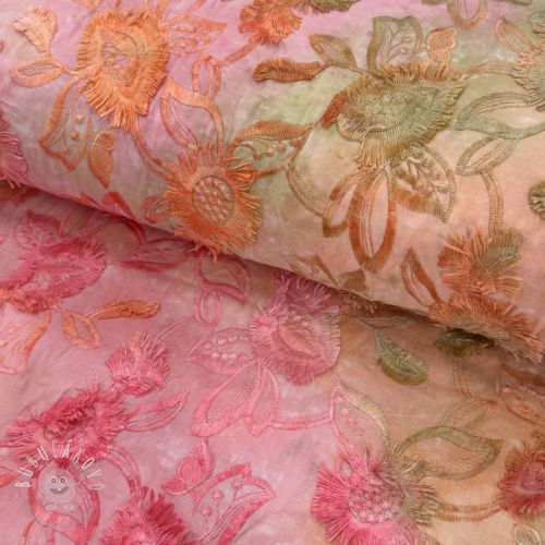 Bavlnená látka TIE DYE EMBROIDERY Swingy design B