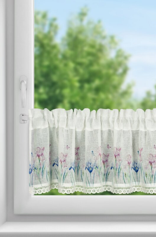 ArtFir Krátka záclona DOLOREZ P | biela/fialová 150 x 30 cm