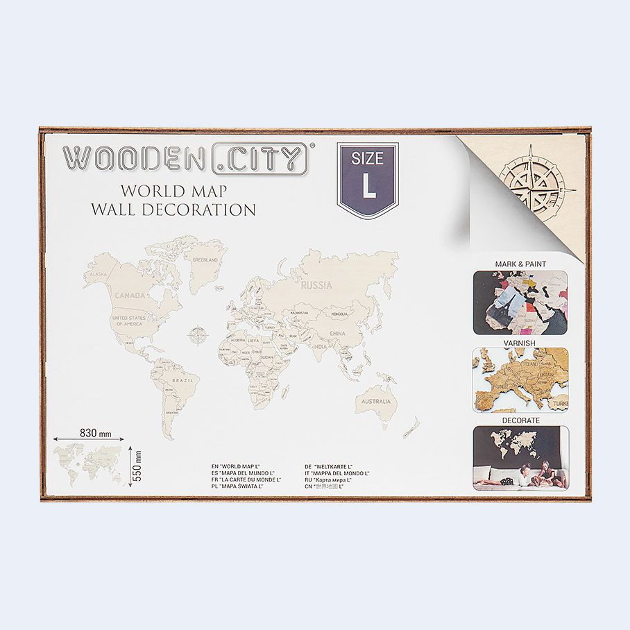 Puzzle Mapa sveta L - hnedá