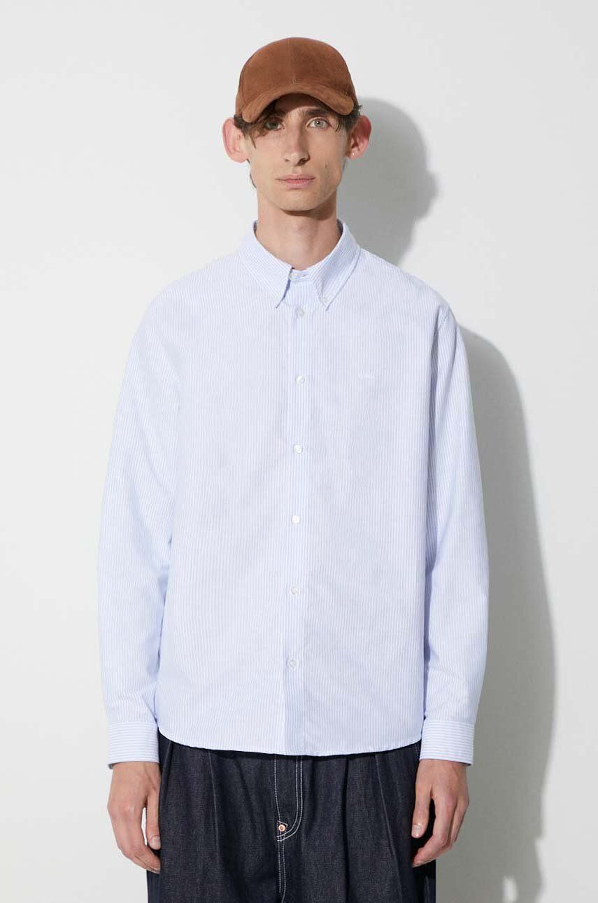 Bavlnená košeľa A.P.C. pánska, regular, s golierom button-down