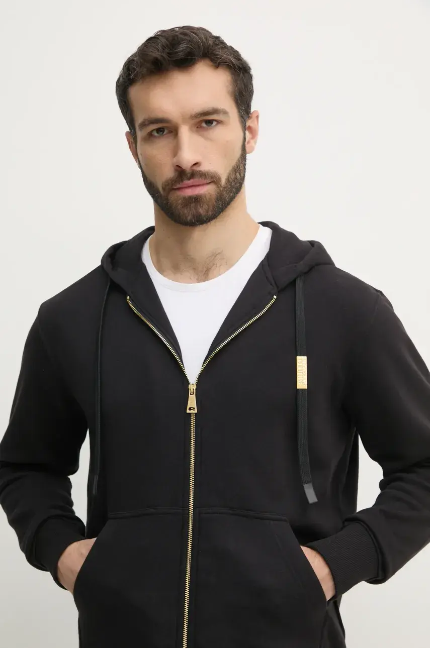 Bavlnená mikina Versace Jeans Couture pánska, čierna farba, s kapucňou, jednofarebná, 78GAIT07 CF01T