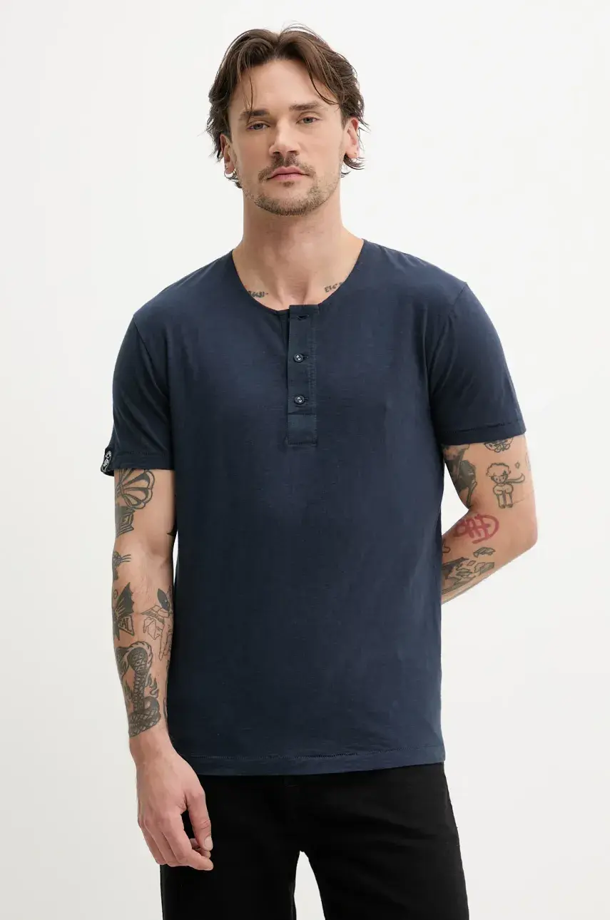 Bavlnené tričko Superdry pánske, tmavomodrá farba, jednofarebné, M1012185A-00S