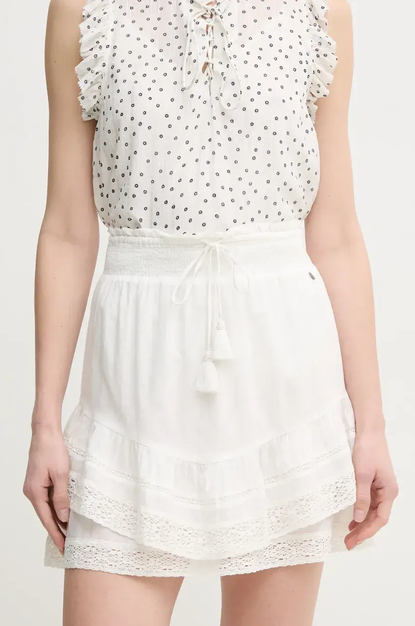 Bavlnená sukňa Pepe Jeans ELENA biela farba, mini, áčkový strih, PL901188