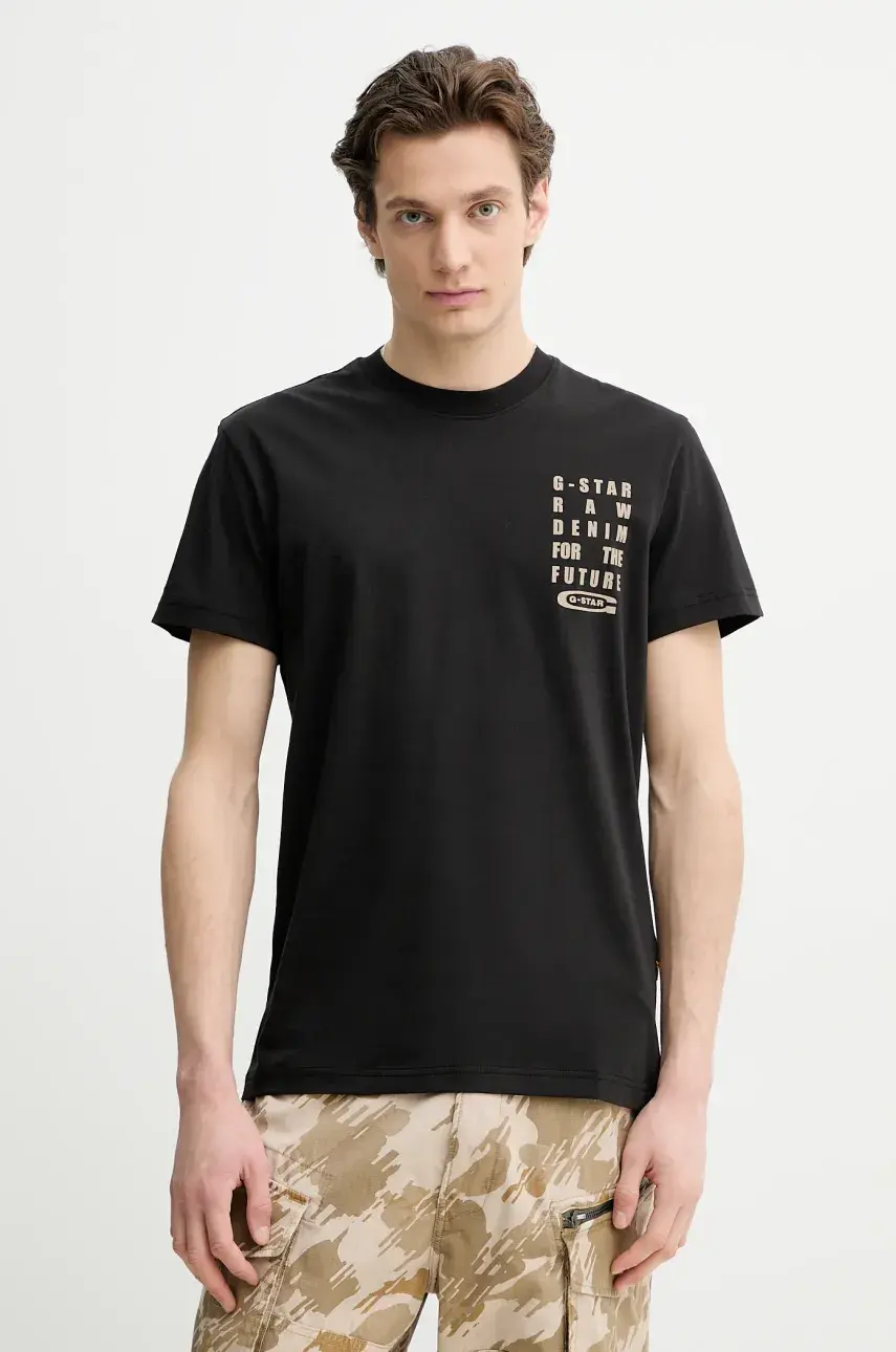 Bavlnené tričko G-Star Raw pánske, čierna farba, s potlačou, D25968-C506