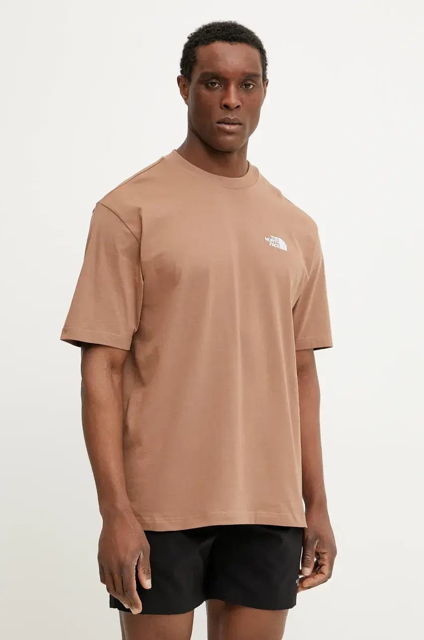 Bavlnené tričko The North Face Essential pánske, hnedá farba, jednofarebné, NF0A87NR6IH1