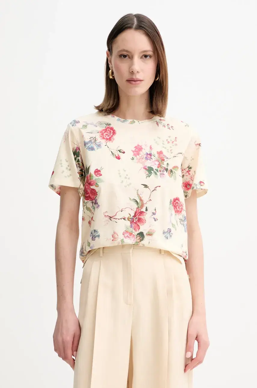Bavlnené tričko Weekend Max Mara dámske, béžová farba, 2515971012600