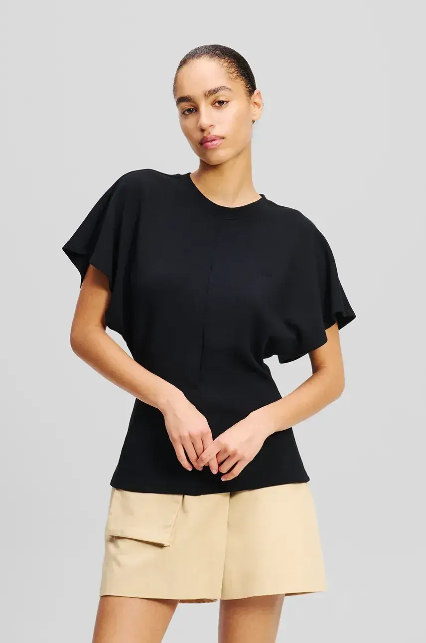 Tričko Karl Lagerfeld dámske, čierna farba, A2W17061