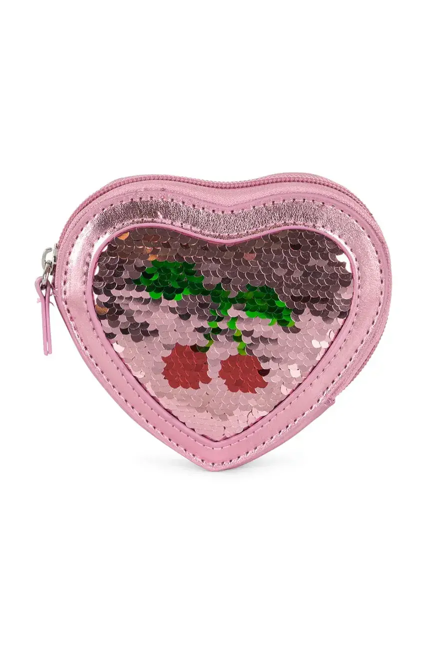 Detská peňaženka Konges Sløjd TUT HEART SEQUIN WALLET dievčenská, ružová farba, KS102876
