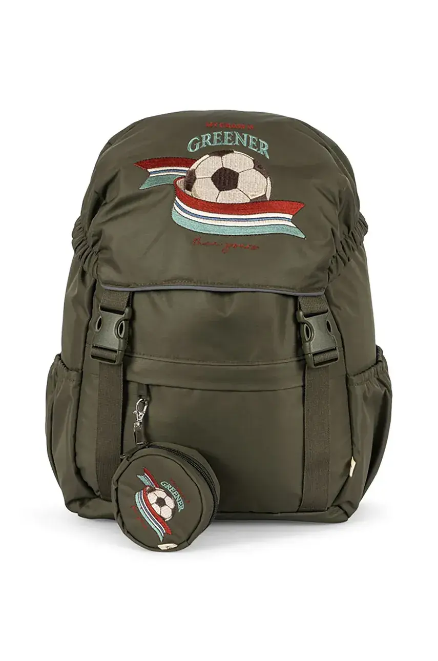 Detský ruksak Konges Sløjd CLOVER SCHOOLBAG zelená farba, veľký, s potlačou, KS102991
